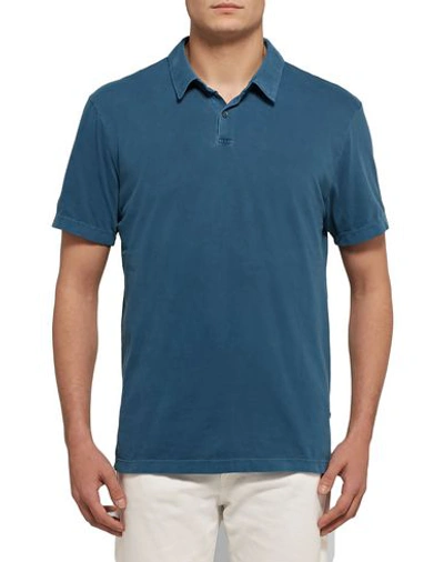 Shop James Perse Man Polo Shirt Blue Size 5 Supima