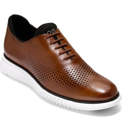 Shop Cole Haan 2.zerogrand Wingtip In British Tan/ Ivory Leather