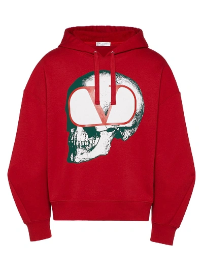 Shop Valentino Skull Logo Hoodie