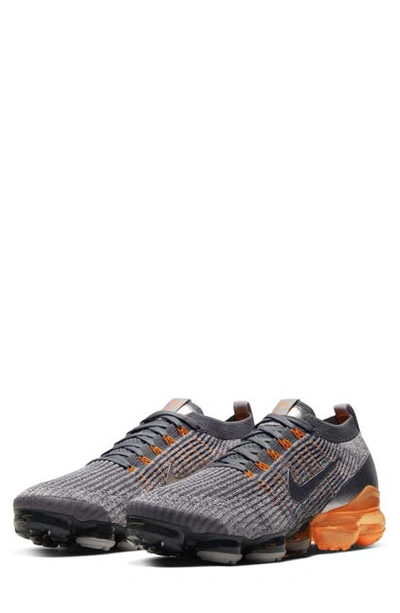 Shop Nike Air Vapormax Flyknit 3 Sneaker In Dark Grey/ Orange/ Silver