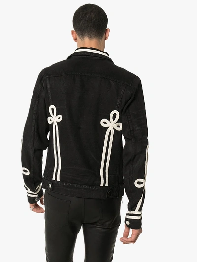 Shop Amiri Embroidered Denim Jacket In Black