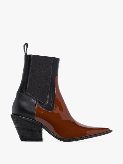 Shop Haider Ackermann Black And Brown Buffalo 60 Leather Western Boots