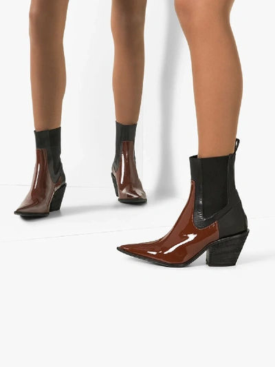 Shop Haider Ackermann Black And Brown Buffalo 60 Leather Western Boots