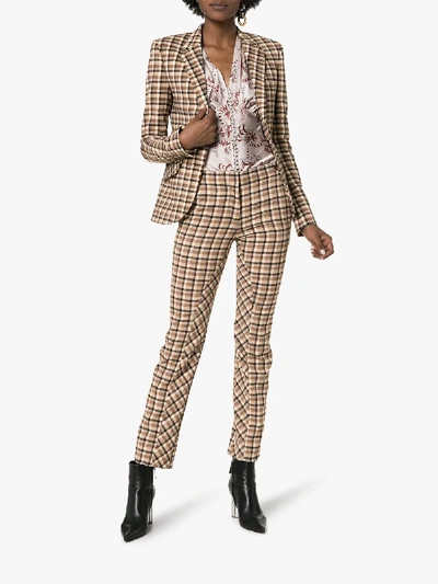 Shop Paco Rabanne Brown Check Fitted Blazer In Neutrals