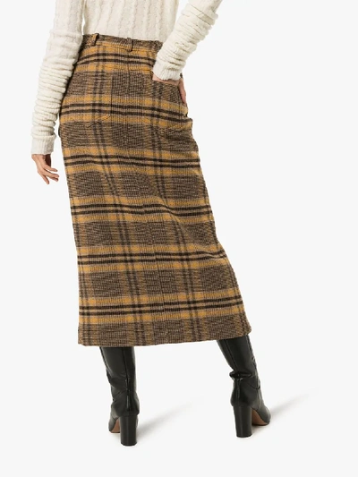 Shop Rejina Pyo Contrast Panel Midi Skirt In Brown