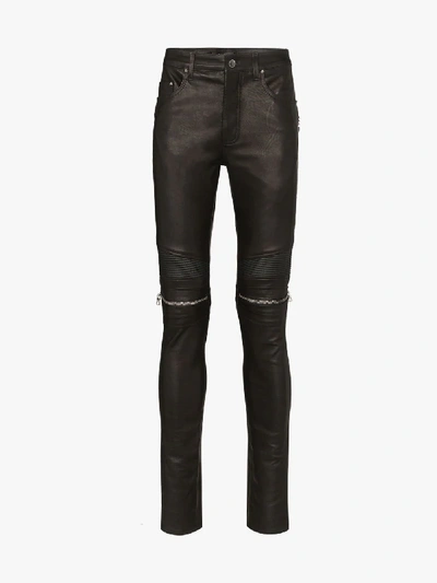 Shop Amiri Mx2 Leather Slim Fit Jeans In Black