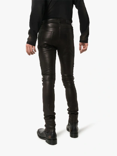 Shop Amiri Mx2 Leather Slim Fit Jeans In Black