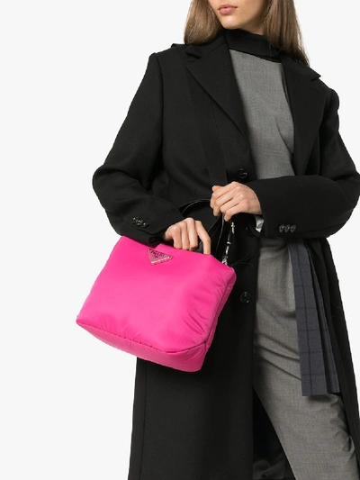 Shop Prada Pink Small Nylon Tote Bag