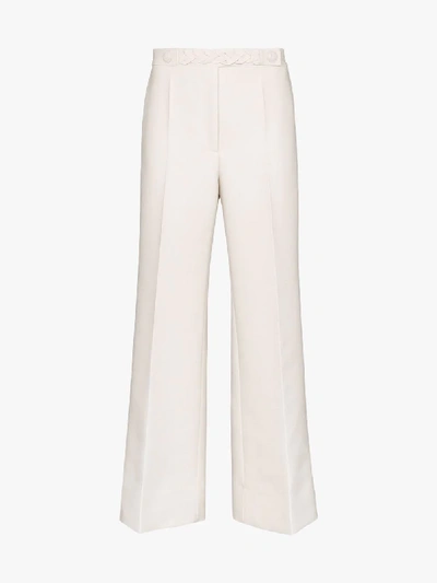 Shop Givenchy Braided Belt High Waist Trousers In Neutrals