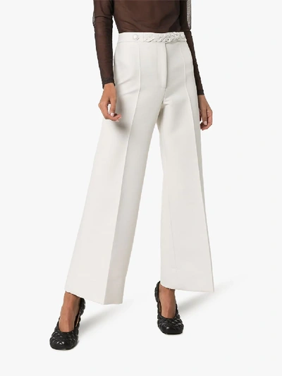 Shop Givenchy Braided Belt High Waist Trousers In Neutrals