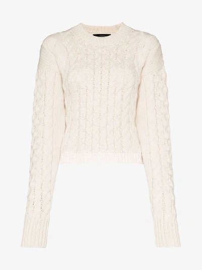 Shop Joseph Cable Mix Knit Merino Wool Jumper In White