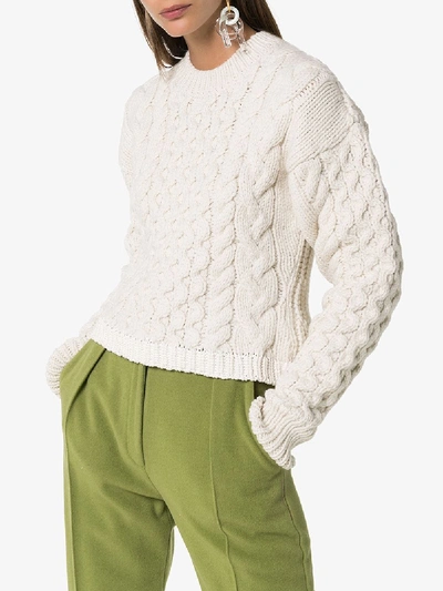 Shop Joseph Cable Mix Knit Merino Wool Jumper In White