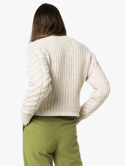 Shop Joseph Cable Mix Knit Merino Wool Jumper In White