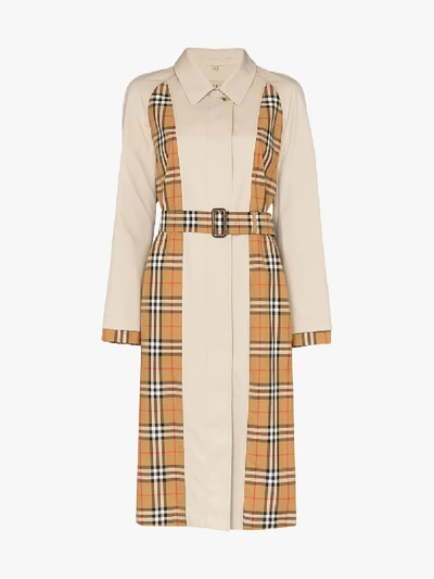 Shop Burberry Vintage Check Panelled Trench Coat In Brown