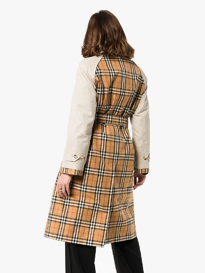 Shop Burberry Vintage Check Panelled Trench Coat In Brown