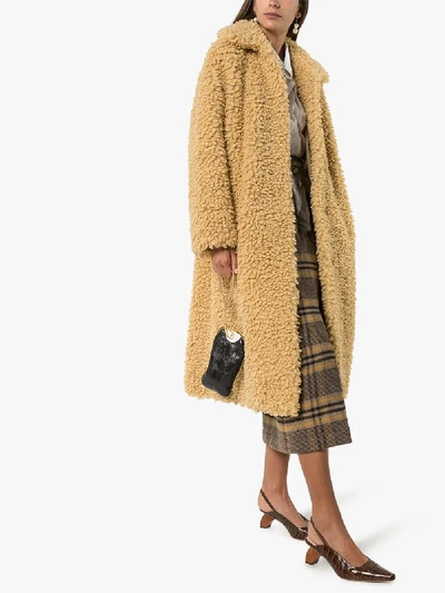 Shop Stand Studio Leah Faux Fur Shearling Coat In Yellow