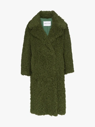 Shop Stand Studio Nicoletta Faux Fur Long Coat In Green