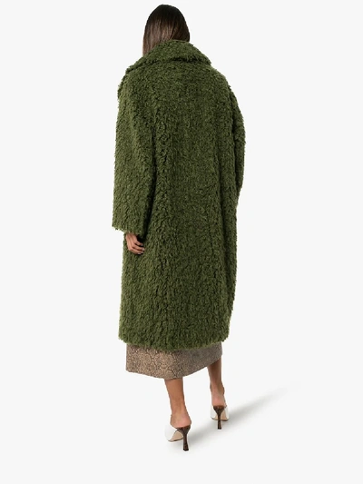 Shop Stand Studio Nicoletta Faux Fur Long Coat In Green
