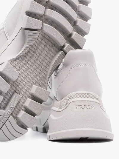 Shop Prada Grey Centaurus 75 Leather Sneakers