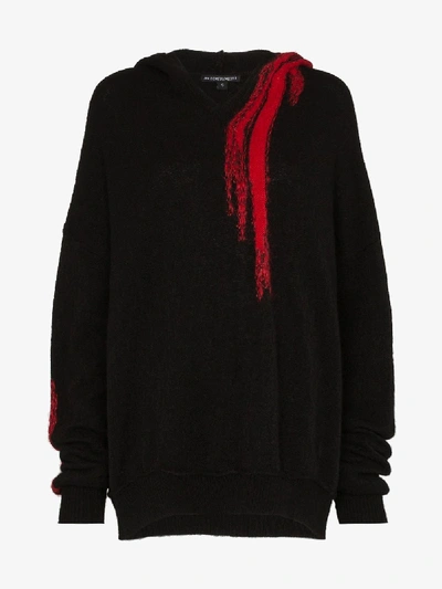 Shop Ann Demeulemeester Contrast Detail Oversized Knitted Hoodie In Black