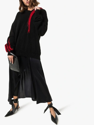 Shop Ann Demeulemeester Contrast Detail Oversized Knitted Hoodie In Black