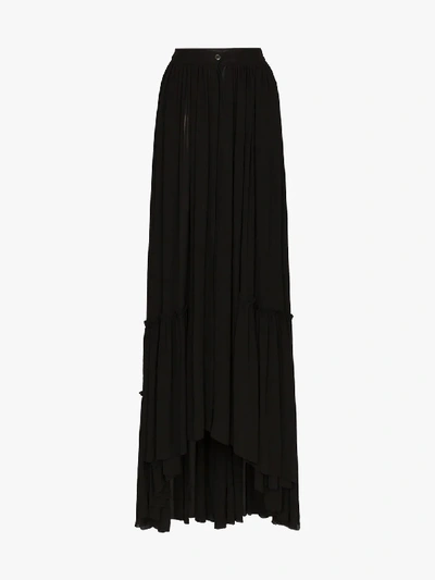 Shop Ann Demeulemeester Low Waist Pleated Maxi Skirt In Black
