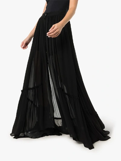 Shop Ann Demeulemeester Low Waist Pleated Maxi Skirt In Black