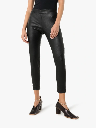 Shop Ann Demeulemeester Leather Leggings In Black