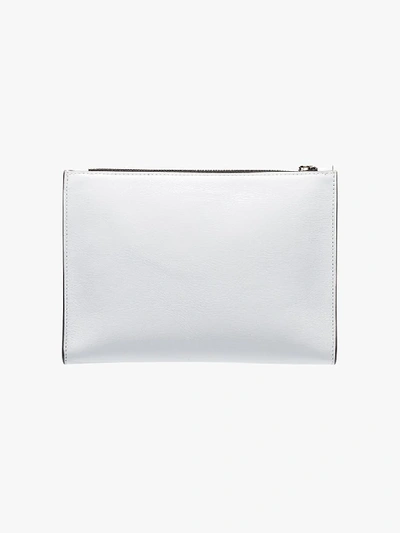 Shop Stella Mccartney White Patent Logo Vegan Leather Clutch Bag