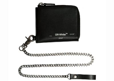 Pre-owned Off-white  Logo Chain Wallet Black White