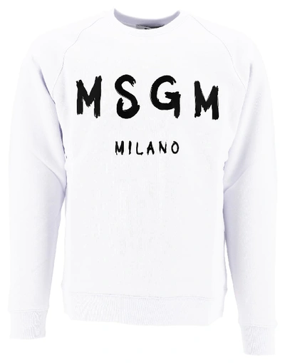 Shop Msgm White Cotton Sweatshirt