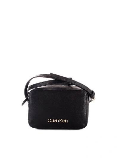 Shop Calvin Klein Black Faux Leather Shoulder Bag