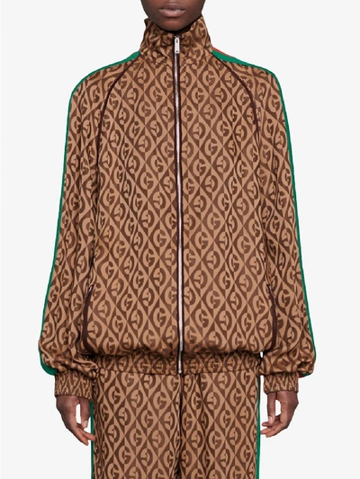 Shop Gucci Rhombus Logo Jacket In Beige