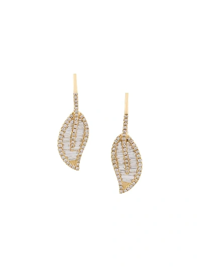 Shop Anita Ko Leaf Earrings In Metallic