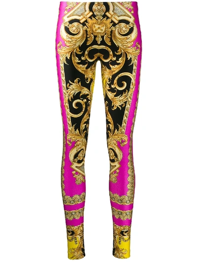 Shop Versace Baroque Print Leggings In A7231