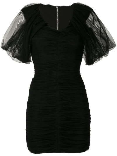 Shop Gloria Coelho Draped Tulle Dress In Black