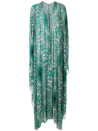 Shop Amir Slama Printed Oversized Kaftan In Green