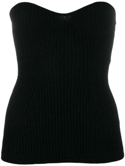Shop Khaite Lucie Ribbed Knit Bustier Top In Black