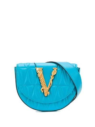 Shop Versace Logo Plaque Belt Bag In Blue