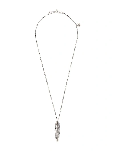 Shop John Varvatos Feather Pendant Necklace In Silver