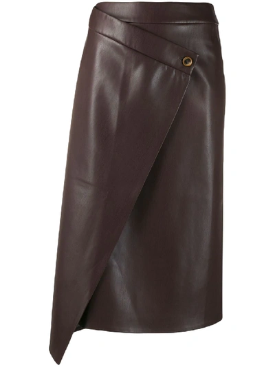Shop Aeron Draped Asymmetric Skirt In 163 Deep Wine / Faux Leather