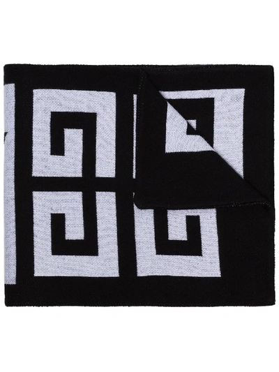 Shop Givenchy Intarsia Knit Logo Scarf In Black