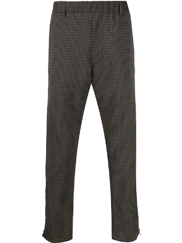 Prada Cropped Checkered Trousers In Green | ModeSens