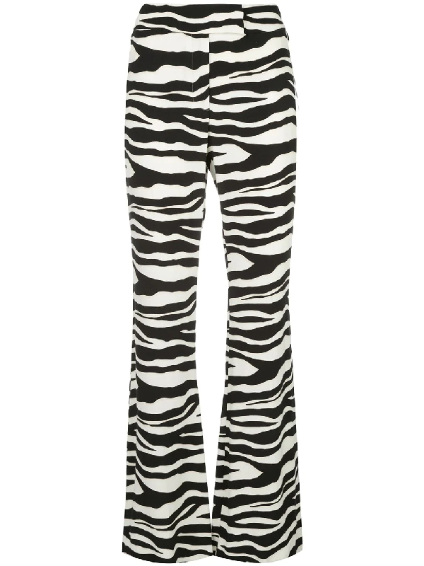 Rachel Zoe Zebra-Print Flared Trousers In White | ModeSens