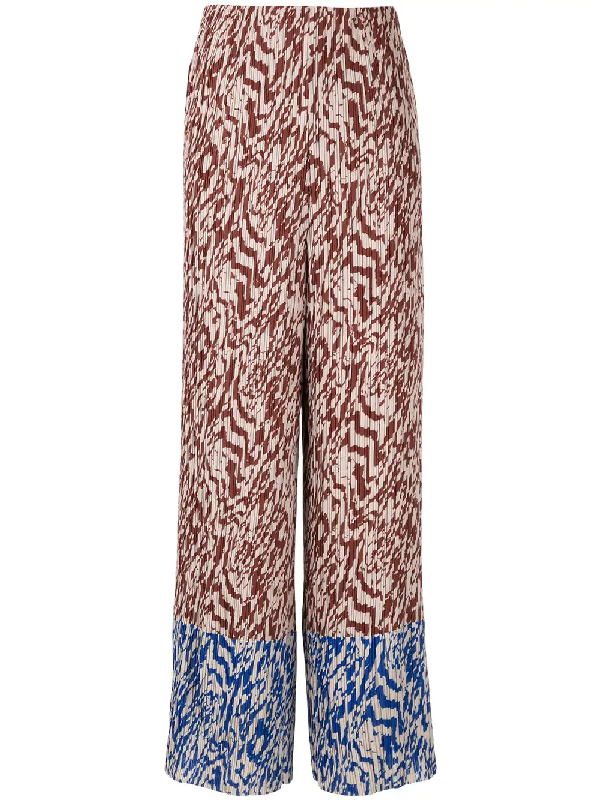 Solace London Nevya Animal Print Trousers In Brown | ModeSens