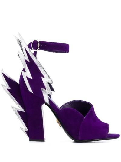 Shop Prada Thunderbolt Sandals In Purple