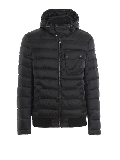 Shop Belstaff Streamline Black Hooded Puffer Jacket