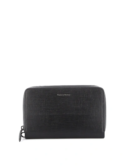 Shop Ermenegildo Zegna Black Leather Clutch