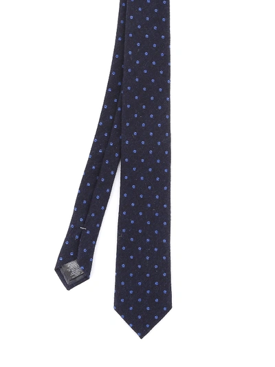 Shop Ermenegildo Zegna Polka Dot Blue Wool And Cashmere Tie