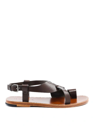 Shop Bottega Veneta Ring Toe Flat Sandals In Brown